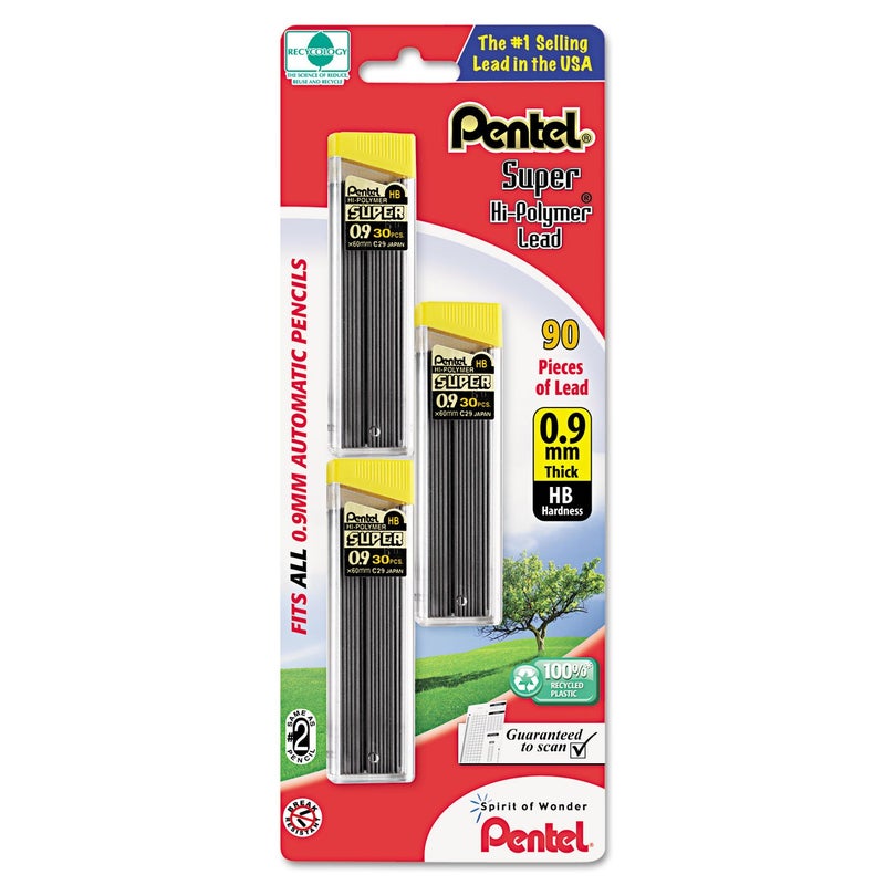 Pentel Super Hi-Polymer Lead Refills, 0.9 mm, 90 Pieces (C29BPHB3) - Image 1